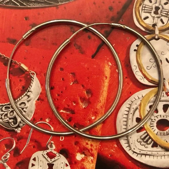 Rare Vintage Silpada Sterling Silver Flexible Endless Hoop Earrings P0696 - Picture 9 of 11